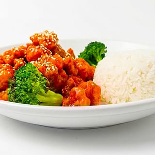 Sesame Chicken Rice Plate