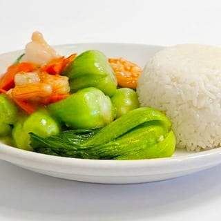 Shrimp & Baby Bok - Clear Garlic Sauce Rice Plate